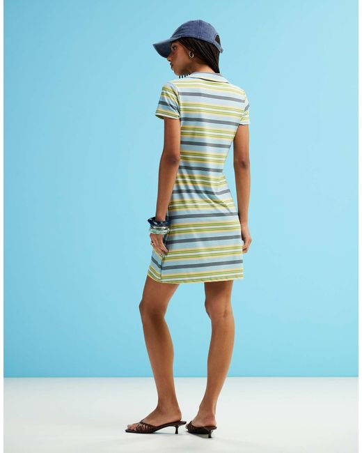 ASOS Blue Short Sleeve Polo Mini Dress
