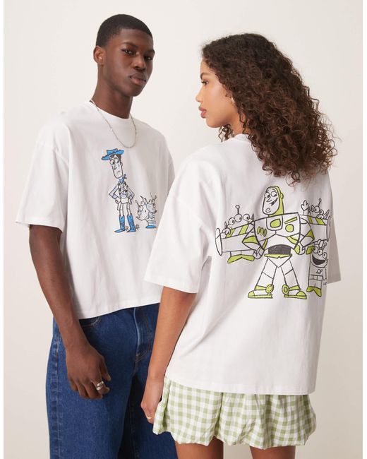 ASOS Blue Disney Pixar Unisex Boxy Oversized T-shirt With Toy Story Prints