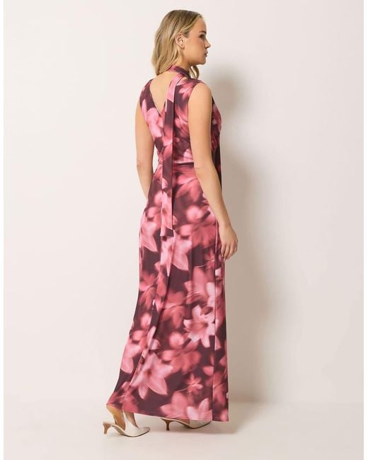 Long Tall Sally Pink Floral Scarf Detail Maxi Dress