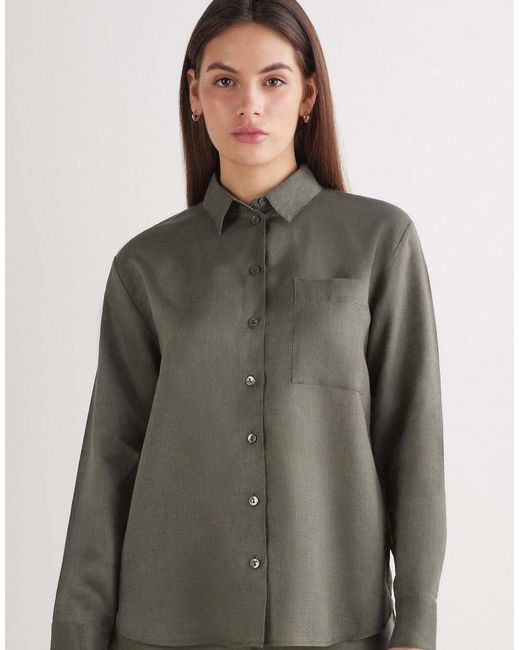 Intimissimi Gray The Pure Linen Plain-Weave Linen Shirt