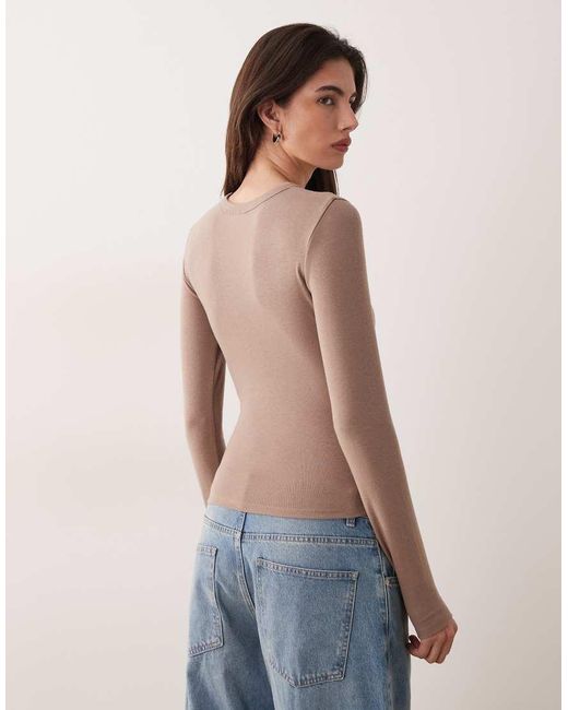 ASOS Blue Soft Longline Long Sleeve Shrunken Tee