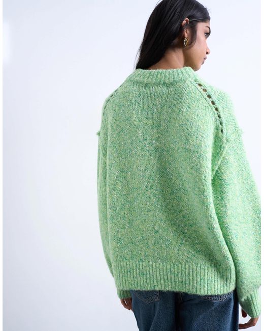TOPSHOP Green – flauschiger strickpullover aus gezwirntem garn