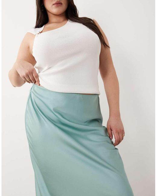 Vila Curve Blue Satin Maxi Skirt