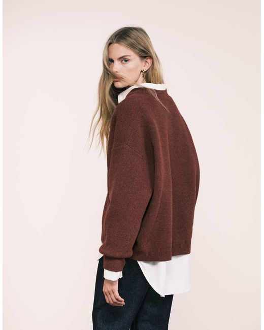 ASOS Brown Extreme Boxy V Neck Structured Jumper