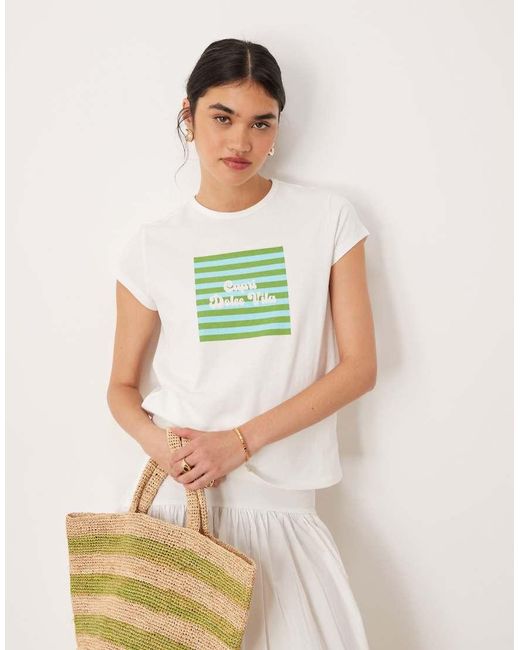 Mango T-Shirt Met Dolce Vita-Print in het Green