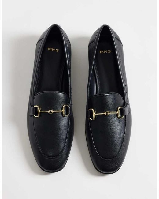 Mango Blue 100% Leather Snaffle Detail Loafer