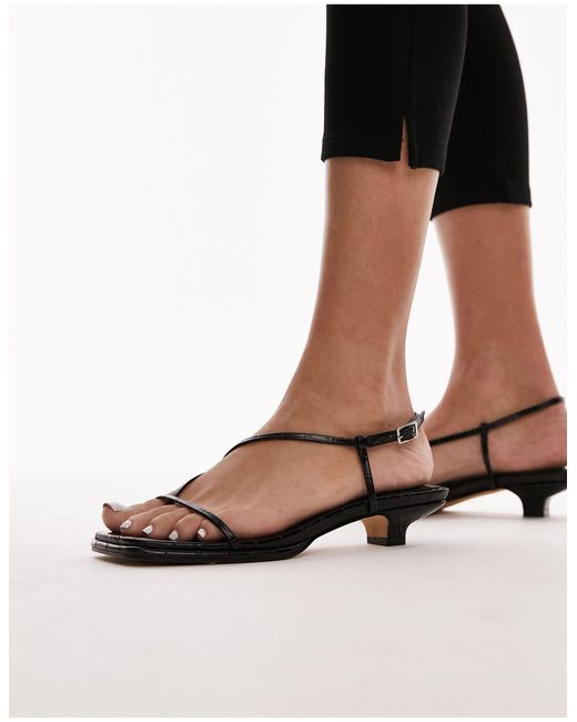 Ines - sandales à petit talon et brides - croco TOPSHOP en coloris Black