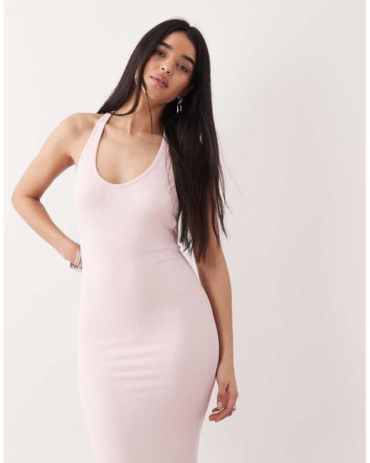 Oh Polly Pink Scoop Neck Jersey Maxi Dress
