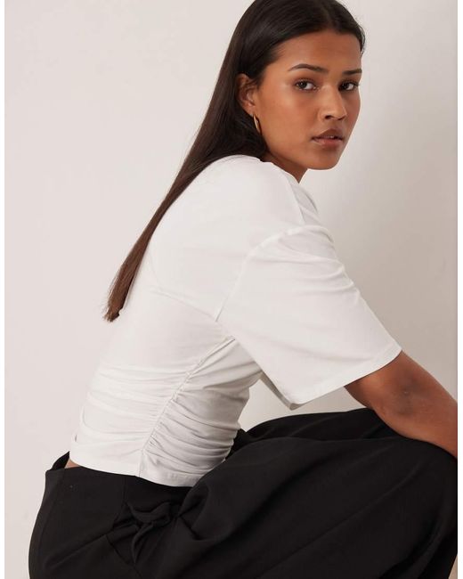 Gina Tricot White Ruched Top