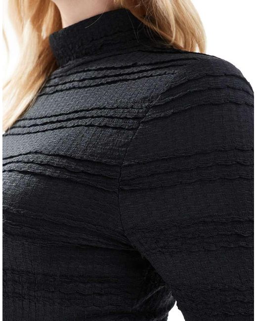Miss Selfridge Hoogsluitende Body Met Ruches En Textuur in het Blue