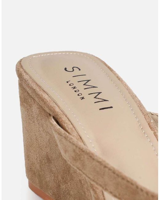 SIMMI Brown Immy Toe Thong Wedge Sandals