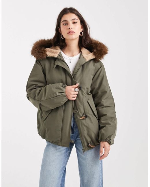 ASOS Green Bomber Parker With toggle Detailing