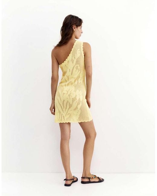 Pull&Bear Metallic Asymmetric Floral Cutwork Dress