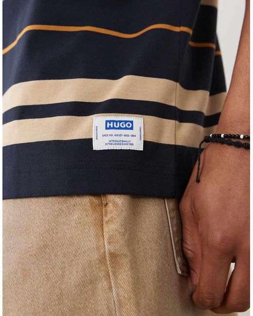 HUGO Blue Nivarsi Loose Fit Striped T-shirt for men