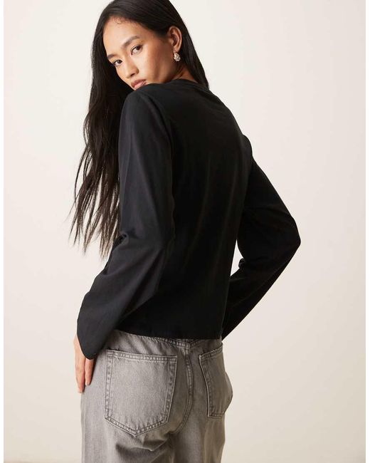 ASOS Blue Tie Waisted Detail Long Sleeve Top