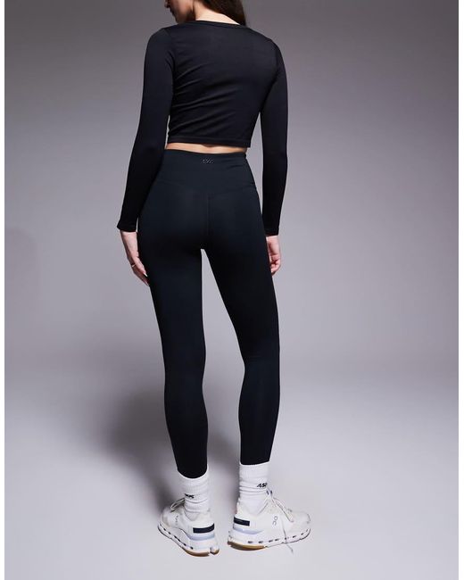 Leggings Negros Para Yoga Con Cinturilla Cruzada De Tejido Suave Icon De Hourglass 4505 de color Blue