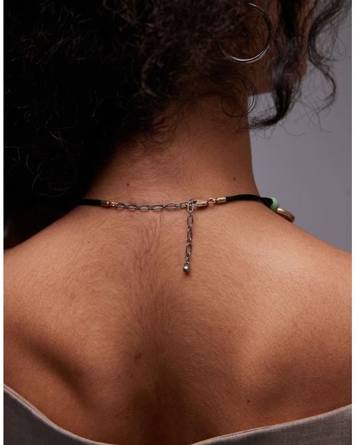 TOPSHOP Brown – nicole – statement-halskette mit scheiben aus verschiedenen metallen