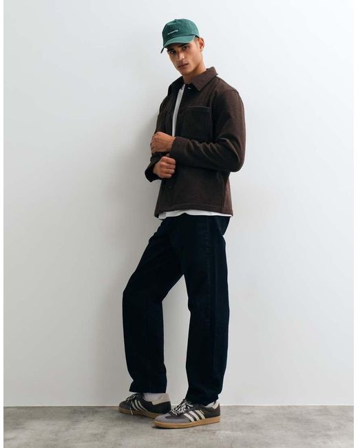 New Look Black Wool-look Shacket for men