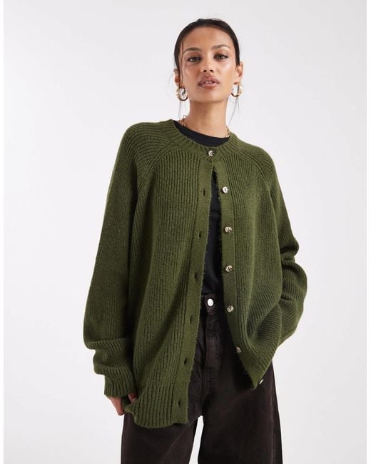 ASOS Green Knitted Raglan Cardigan