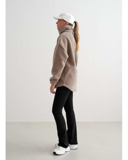 Aim'n Natural Dark Clay Teddy Borg Funnel Neck Zip Through Jacket