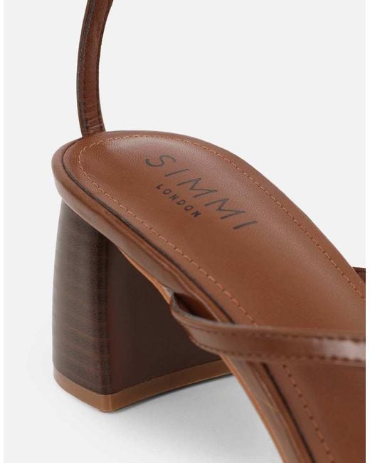SIMMI Natural Mandy Toe Thong Block Heeled Sandals
