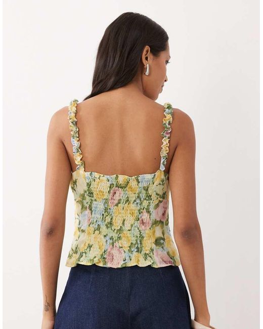 Miss Selfridge Blue Lace Trim Cami Top