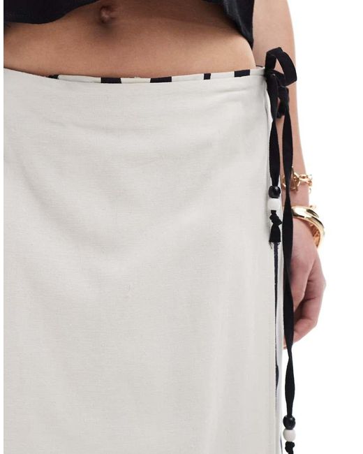French Connection White Genevive Linen Midi Skirt