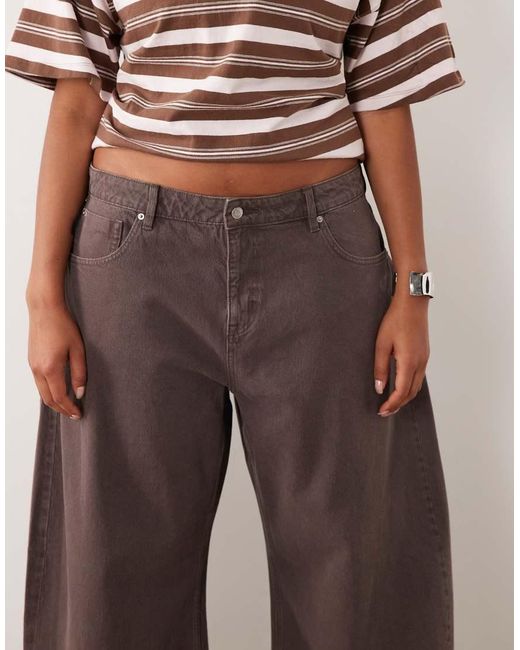ASOS White Asos Design Curve High Waisted Bow Barrel Jean