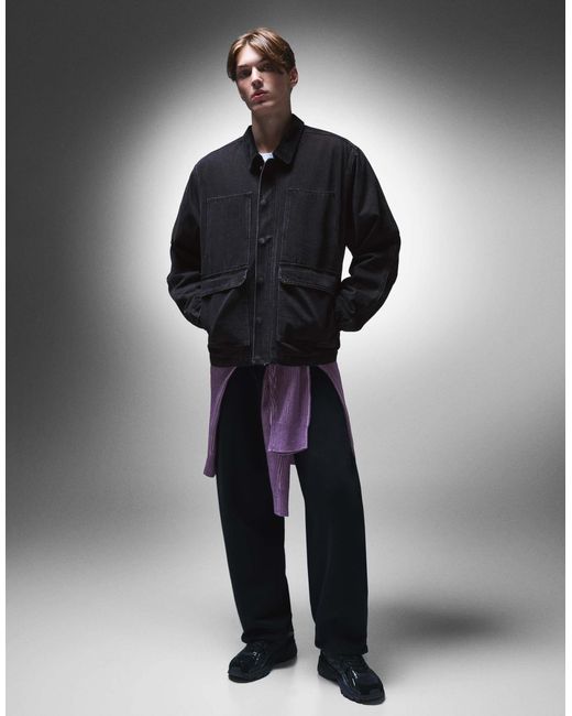 Veste en jean avec poches Bershka pour homme en coloris Blue