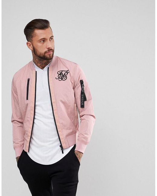 Siksilk Bomber Jacket In Pink for men