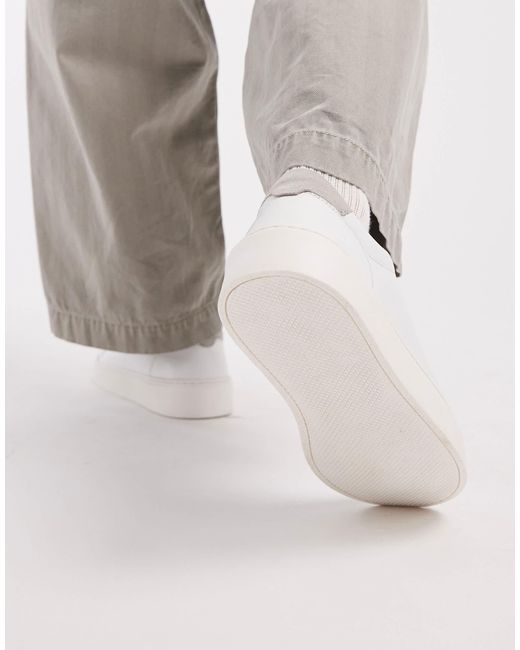 ASOS – schnürsneaker aus em leder mit fersen-detail in Gray für Herren