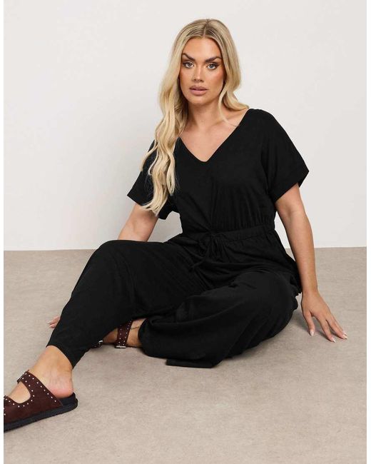 Yours Clothing Black Wide Leg Jumpsuit