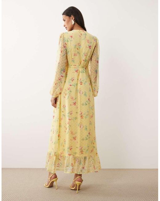 Vila Metallic Dobby Wrap Maxi Dress With Frill Detail