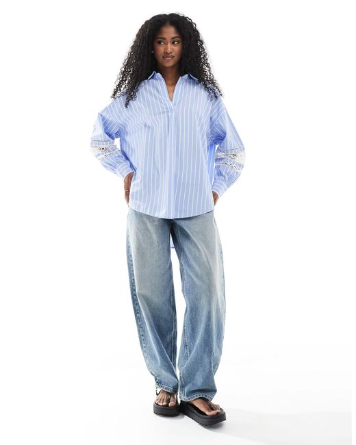 Cambria - chemise brodée sur les manches - bleu rayé French Connection en coloris Blue