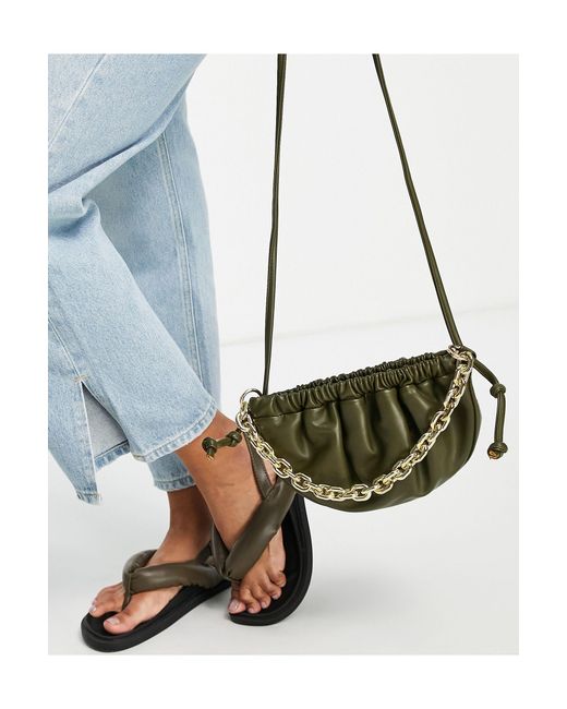 EGO Half Moon Pouch Cross Body Bag With Chain in Green Lyst