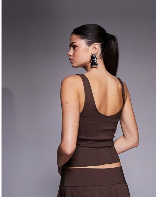 I.AM.GIA Gray Idez Metal Hardware Strap Seam Detail Corset Top