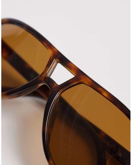 ASOS Brown Aviator Sunglasses for men
