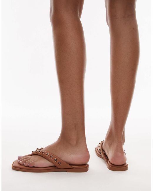 Bronx Brown Cassan-dra Beaded Thong Sandals