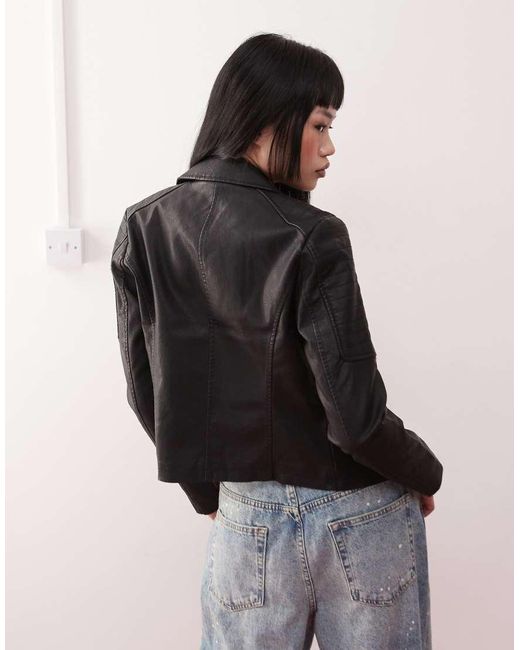 Noisy May Black Leather Look Jacket