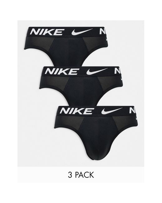 Nike Black Dri-fit Essential Micro 3 Pack Hip Briefs for men