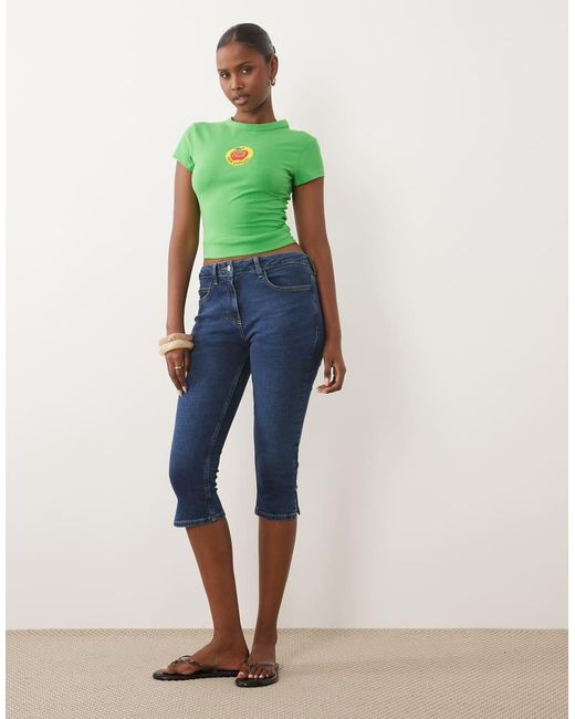ASOS Green Baby Tee With Apple Sticker Embroidery