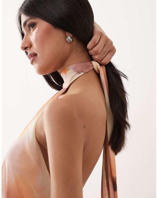 Mango Pink Halterneck Tiered Maxi Dress