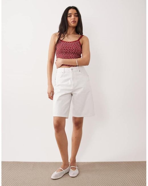 Miss Selfridge Red Ditsy Print Ruffle Trim Cami Top