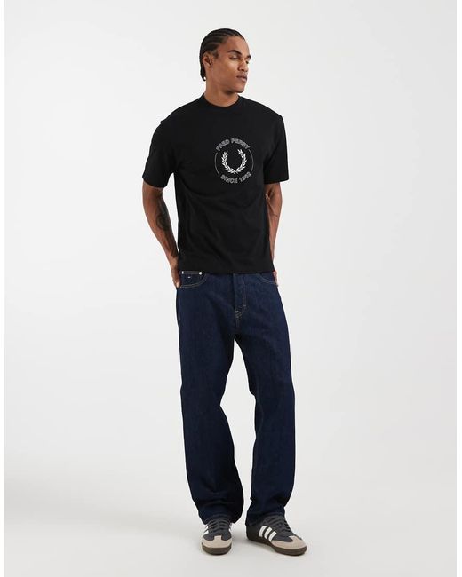 Fred Perry Black Laurel Wreath Logo Graphic T-shirt for men