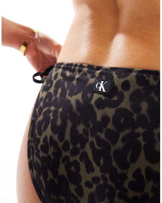 Calvin Klein Black Tie Side Bikini Bottoms - Ck Monogram