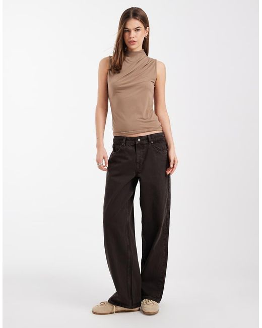 Pieces Gray Drape Neck Sleeveless Top