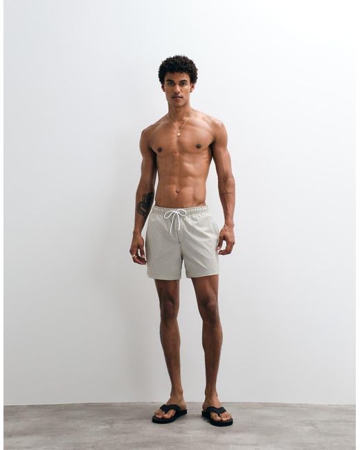Jack & Jones White Seersucker Stripe Swim Shorts for men