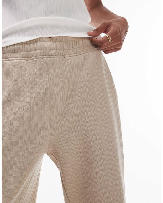 Topman White Straight Fit jogger With Textured Stripe for men