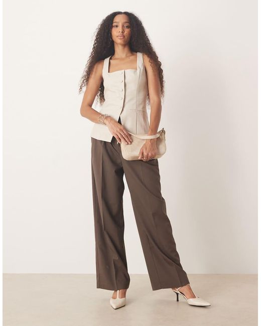 Pretty Lavish Natural Leather Look Longline Waistcoat