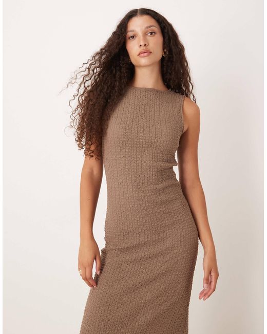 Mango Women's Natural Textured Sleeveless Midi Dress